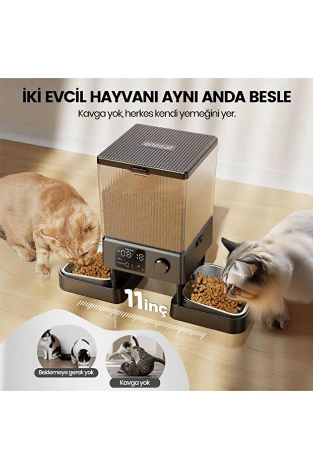 5 L Zaman Ayarlı Kedi ve Köpekler için İkili Otomatik Mama Kabı